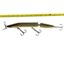 Load image into Gallery viewer, Al Tumas Custom Wood Fishing Lure. Jointed Muskie Bait from the Musky Capital World of the World: Minocqua, Wisconsin. ALZ BAITS for Big Trophy Fish. ruler