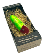 Charger l'image dans la galerie, ALPHA & CRAFT BALSA FIVE-OH WOOD LURE. W UNCLE SMITH in GREEN LEMON COACH. wood n brothers