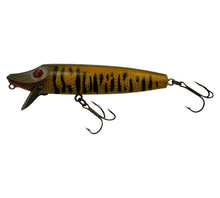 Load image into Gallery viewer, LE LURE Old Wood Fishing Lure in TIGER MUSKY. Left