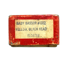Charger l'image dans la galerie, MILLSITE TENITE BAITS. EMPTY BOX for BABY BASSOR # 1312 YELLOW, BLACK HEAD, FLOATER