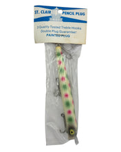 Load image into Gallery viewer, JOHN A. BIEWER CO. ST. CLAIR WOODEN PENCIL PLUG. DETROIT HANDLINING FISHING. dots