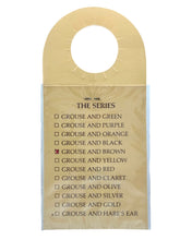 Load image into Gallery viewer, FAMOUS GROUSE SCOTCH WHISKEY BOTTLE PROMO. WET FLY with GROUSE & BROWN. feather color checklist
