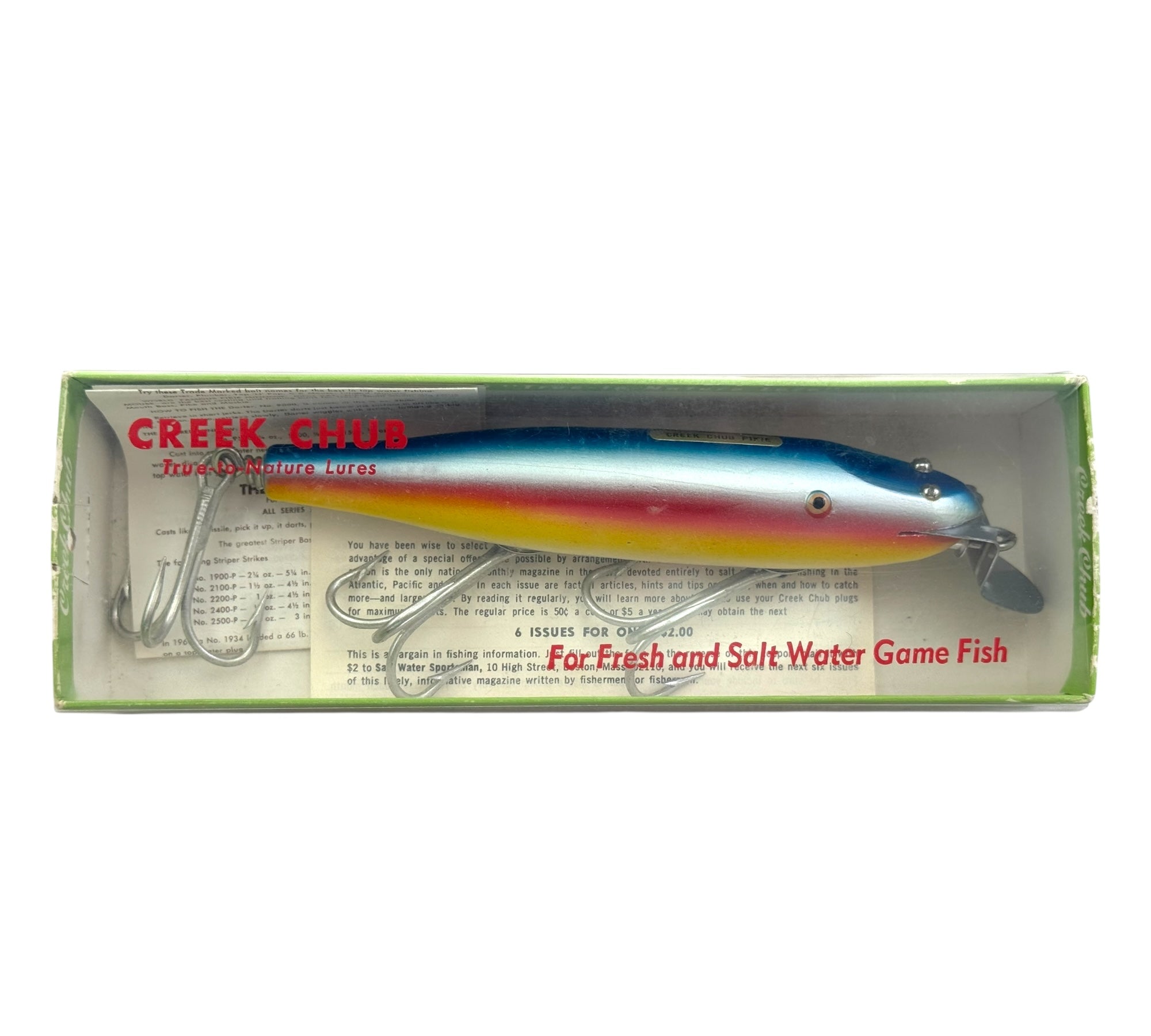 Seven Creek Chub wood injured minnow fishing lures, together with a plastic example, a plunker and a sold at auction on 21st June