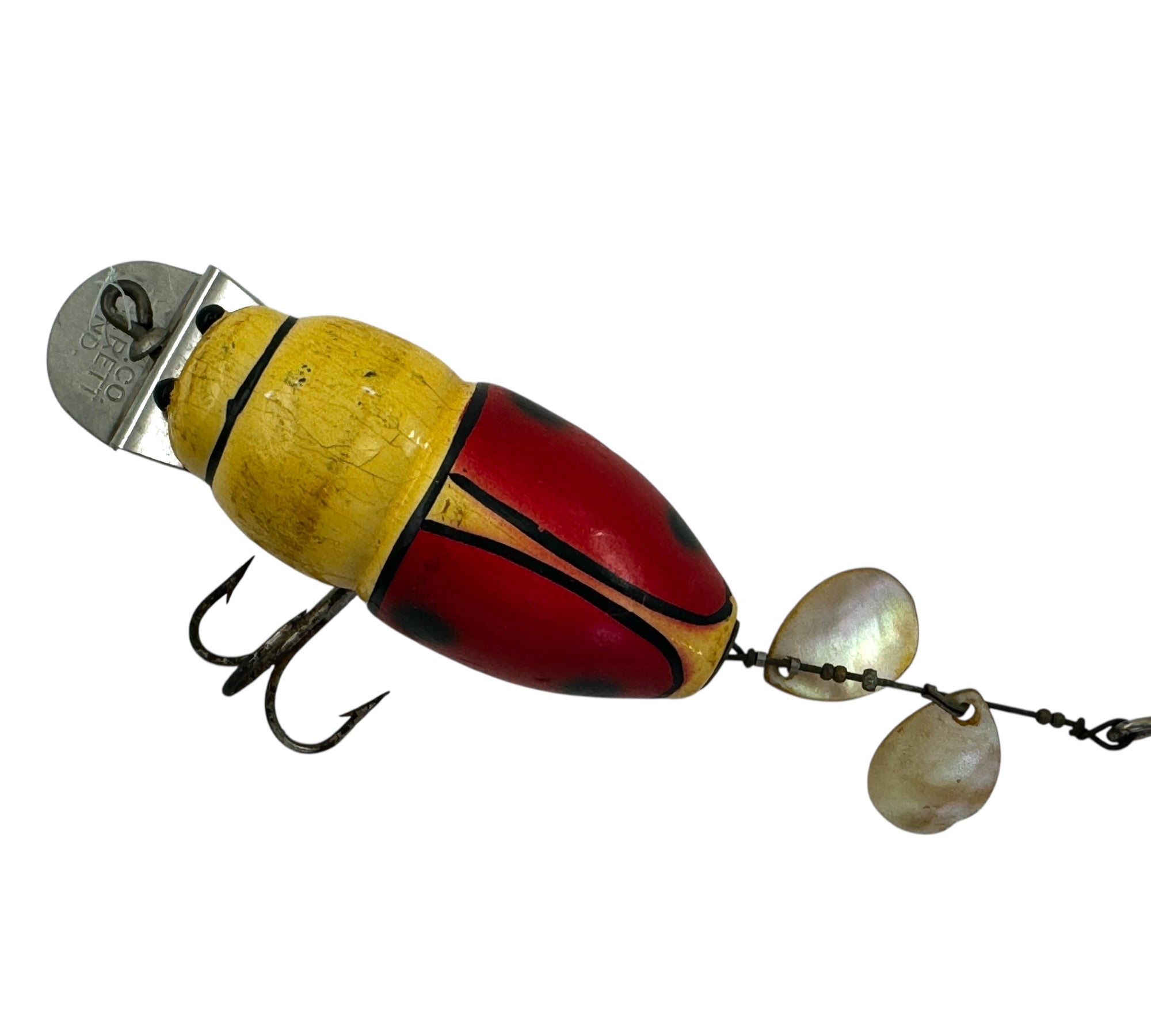 Creek Chub 3852 Beetle ホワイト c 1940 CREEK CHUB BEETLE WOOD FISHING LURE • 3852 RED & WHITE