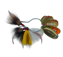 Lade das Bild in den Galerie-Viewer, MEPPS DRESSED AGLIA SALESMAN SAMPLE RING. RAINBOW TROUT & HOT FIRE TIGER SPINNER BLADES. b4 hft