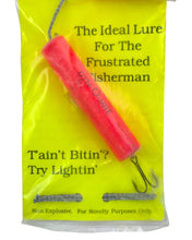 Load image into Gallery viewer, THE DYN-O-MITE LURE CO NON- EXPLOSIVE DYNAMITE Fishing Lure with REPLACEMENT FUSES. Novelty Bait from Lakeview, Iowa, for Birthday or Christmas Gifts! up close