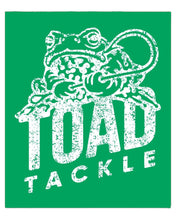 Load image into Gallery viewer, Toad Tackle Distressed Logo All Cotton Fishing Tee in Green