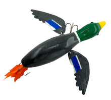 Load image into Gallery viewer, Mallard Duck Drake Wood Decoy Lure by JAS LURES of Anna, IL. Fishing Art from Southern Illinois Artist Jim Smith. flight
