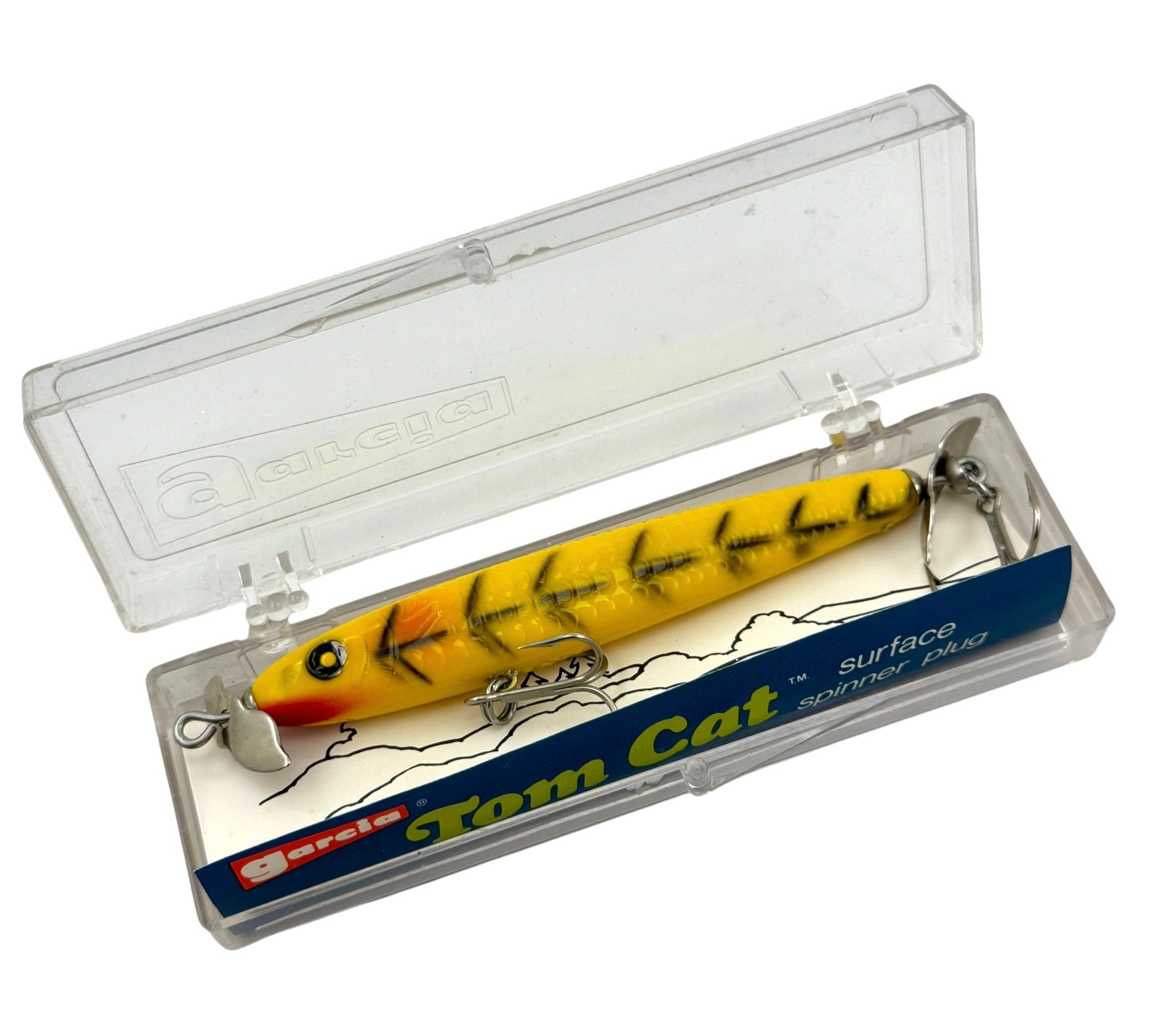 cat fishing lures GARCIA TOM CAT SURFACE SPINNER PLUG Fishing Lure & Box – Toad Tackle
