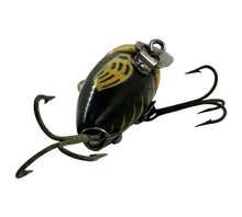 Load image into Gallery viewer, Additional Tail View of ANTIQUE HEDDON CONETAIL CRAZY CRAWLER WOOD FISHING LURE in BLACK WHITE HEAD. Model #2120 BWH