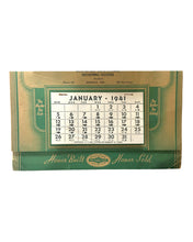 Cargar imagen en el visor de la galería, Antique Shakespeare Fishing Lures Jumping Bass Calendar 1941. Sporting Goods Store Advertising Signs for Fishermen. Honor Built Honor Sold