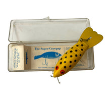 Load image into Gallery viewer, Top View of ROGER'S SPORTING GOODS COMPANY "THE SUPER-CRAWPAP" Fishing Lure in YELLOW BLACK DOT