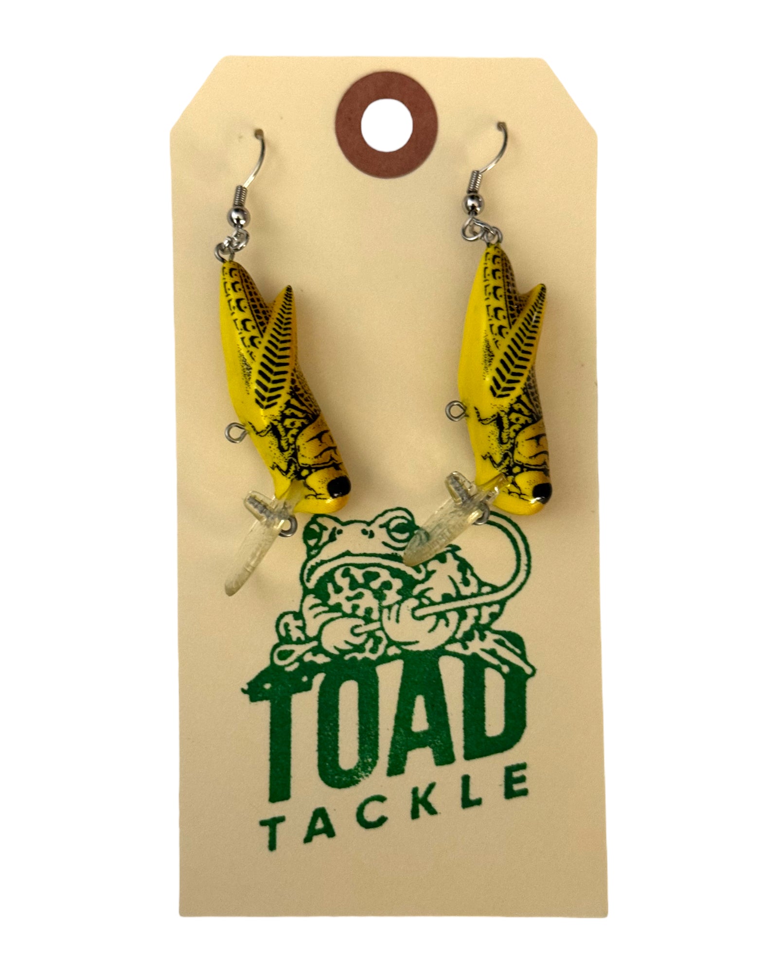 REBEL LURES YELLOW GRASSHOPPER CRICKHOPPER FISHING LURE w/ LIP HANDMADE EARRINGS