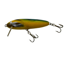 Load image into Gallery viewer, Left Facing View of NILS MASTER of Finland SPEARHEAD Fishing Lure in YELLOW GREEN BLUE H-BONE