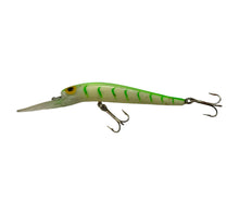 Load image into Gallery viewer, Left Facing View of STORM LURES Deep Jr Thunderstick Fishing Lures in LUMINOUS GREEN HERRINGBONE
