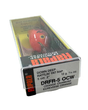 Load image into Gallery viewer, Box Stats View of RAPALA LURES DOWN DEEP RATTLIN FAT RAP 5 Fishing Lure in ORANGE CRAWDAD