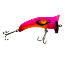 Load image into Gallery viewer, Right Facing View of Mid-Century Modern Lamprey Lure And Tackle Company of Chicago, Illinois "THE ORIGINAL LAMPREY" Vintage Fishing Lure in PIPED LIGHT RED & BLACK. Original Box & Insert Included.