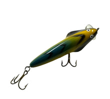 Load image into Gallery viewer, TANK TESTED FINLAND • NILS MASTER SPEARHEAD Fishing Lure • YELLOW w/GREEN-BLUE HERRINGBONE BACK