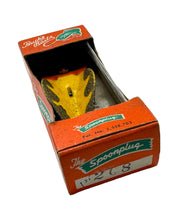 Load image into Gallery viewer, Stamped Box View for BUCK PERRY 200 Series SPOONPLUG Fishing Lure in ORANGE, YELLOW, & BLACK