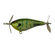 Load image into Gallery viewer, Left Facing View of BRIAN'S BEES CRANKBAITS PROP B Balsa Fishing Lure in GREEN PEARL w/ BLUE SQUIGGLES