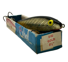 Load image into Gallery viewer, Box End View of REBEL LURES SPINNER MINNER 3100 Series TOPWATER MINNOW with Rear Prop Fishing Lure