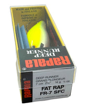 Cargar imagen en el visor de la galería, Box Stats View of RAPALA LURES FAT RAP 7 Balsa Fishing Lure in SILVER FLUORESCENT CHARTREUSE