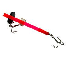 Load image into Gallery viewer, Back View of Mid-Century Modern Lamprey Lure And Tackle Company of Chicago, Illinois "THE ORIGINAL LAMPREY" Vintage Fishing Lure in PIPED LIGHT RED & BLACK. Original Box & Insert Included