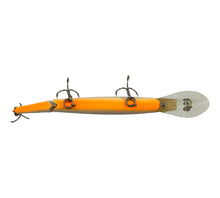 Cargar imagen en el visor de la galería, Belly View of Rebel Lures FASTRAC JOINTED MINNOW Fishing Lure in White w/ Orange Belly