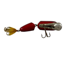 Load image into Gallery viewer, Belly View of Wynne Precision Company DeLuxe Lures OL' SKIPPER Jointed Wood Fishing Lure in Red with Black Scales