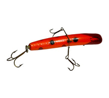 Load image into Gallery viewer, Belly View of HELIN TACKLE COMPANY FAMOUS FLATFISH Wood Fishing Lure # T61 OR ORANGE
