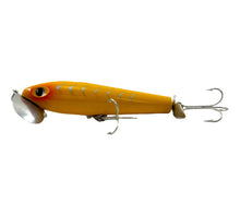 Cargar imagen en el visor de la galería, Left Facing View of FRED ARBOGAST 5/8 oz JITTERSTICK Fishing Lure w/ Box & Pocket Catalog in YELLOW