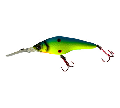 Left Facing View of DUEL HARDCORE SH-75 SF SHAD Fishing Lure in MATTE BLUE BACK CHARTREUSE