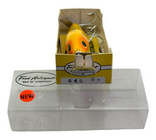 Cargar imagen en el visor de la galería, Model Number Box Stamp View of FRED ARBOGAST 5/8 oz JITTERSTICK Fishing Lure w/ Box & Pocket Catalog in YELLOW