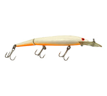Cargar imagen en el visor de la galería, Right Facing View of Rebel Lures FASTRAC JOINTED MINNOW Fishing Lure in White w/ Orange Belly
