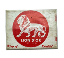 Load image into Gallery viewer, Lion D'OR Logo View for SHELDONS' INC MEPPS Bronze 8 TREBLES Fishing Hooks Empty Collector Box. LION D'OR FRANCE