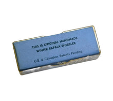 Load image into Gallery viewer, Box Bottom view of Antique RAPALA LURES "WINTER RAPALA-WOBBLER" Jigging Fishing Lure in KULTA GOLD