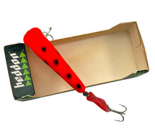 Load image into Gallery viewer, Back View of HEDDON LURES TINY HEDD PLUG w/ FIRETAIL Fishing Lure in FLUORESCENT BLACK SPOT or SPOTTED RED HORSE