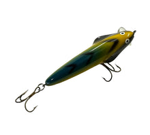 Load image into Gallery viewer, TANK TESTED FINLAND • NILS MASTER SPEARHEAD Fishing Lure • YELLOW w/GREEN-BLUE HERRINGBONE BACK
