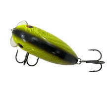 Load image into Gallery viewer, Back View of XCALIBUR TACKLE COMPANY XW6 Wake Bait Fishing Lure in BLACK CHARTREUSE