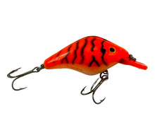 Load image into Gallery viewer, Right Facing View of MANN'S BAIT COMPANY RAZORBACK Vintage Fishing Lure in ORANGE/BENGAL TIGER. rare lure.