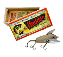 Load image into Gallery viewer, ANTIQUE HEDDON CRAZY CRAWLER. TRANSITIONAL HARDWARE & SURFACE HARDWARE. James Heddon's Sons Box Marked 2120 GM GREY MOUSE.