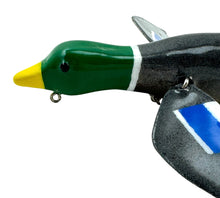 Load image into Gallery viewer, Mallard Duck Drake Wood Decoy Lure by JAS LURES of Anna, IL. Fishing Art from Southern Illinois Artist Jim Smith. line tie