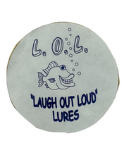 Load image into Gallery viewer, LAUGH OUT LOUD LURES HANDPAINTED MUSKIE BAIT. L.O.L. box sticker