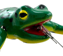 Load image into Gallery viewer, Frog and Fly Wood Decoy Lure by Southern Illinois Artist Jim Smith. Fishing Art from JAS Lures of Anna, IL line tie