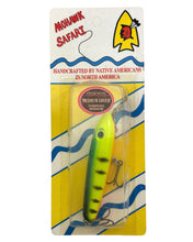 Load image into Gallery viewer, MOHAWK SAFARI TORPEDO MINNOW. HANDMADE of CEDAR WOOD by AMERICAN INDIAN BUSINESS, Kanienkeha Lure Company