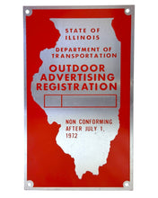 Load image into Gallery viewer, IDOT Outdoor Advertising Permit Sign. State of Illinois. red