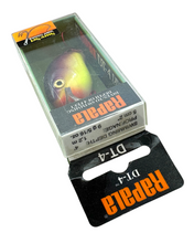 Load image into Gallery viewer, RAPALA FISHING DT-4 RATTLING CRANKBAIT. CHARTREUSE PURPLE SHINER dives to 4 ft