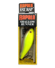 Lade das Bild in den Galerie-Viewer, RAPALA LURES FAT RAP SHALLOW RUNNER. SILVER FLUORESCENT CHARTREUSE. BALSA CRANKBAIT.