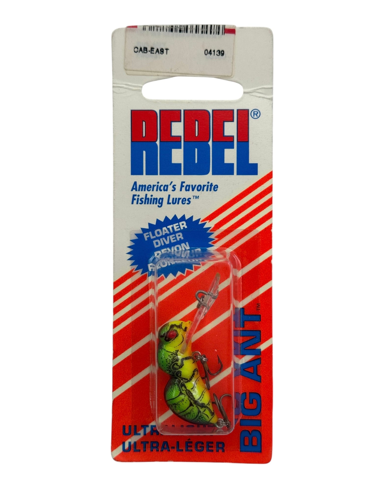 ant fishing lures ULTRALIGHT • REBEL BIG LURE on CARD • F45421 FIRE TIGER Hand Orientation:Right Hand Bass Fishing Heavy Weeds fd2 remote Description Product Reviews Video