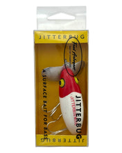Load image into Gallery viewer, FRED ARBOGAST 5/8 oz WOOD JITTERBUG Fishing Lure in RED and WHITE. PRADCO Limited Edition Reissue.